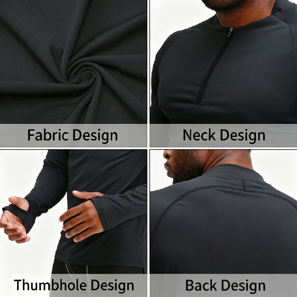 1PCS Dry Fit 1/4 Zip Up Compre - огляд і ціна Base Layer Top